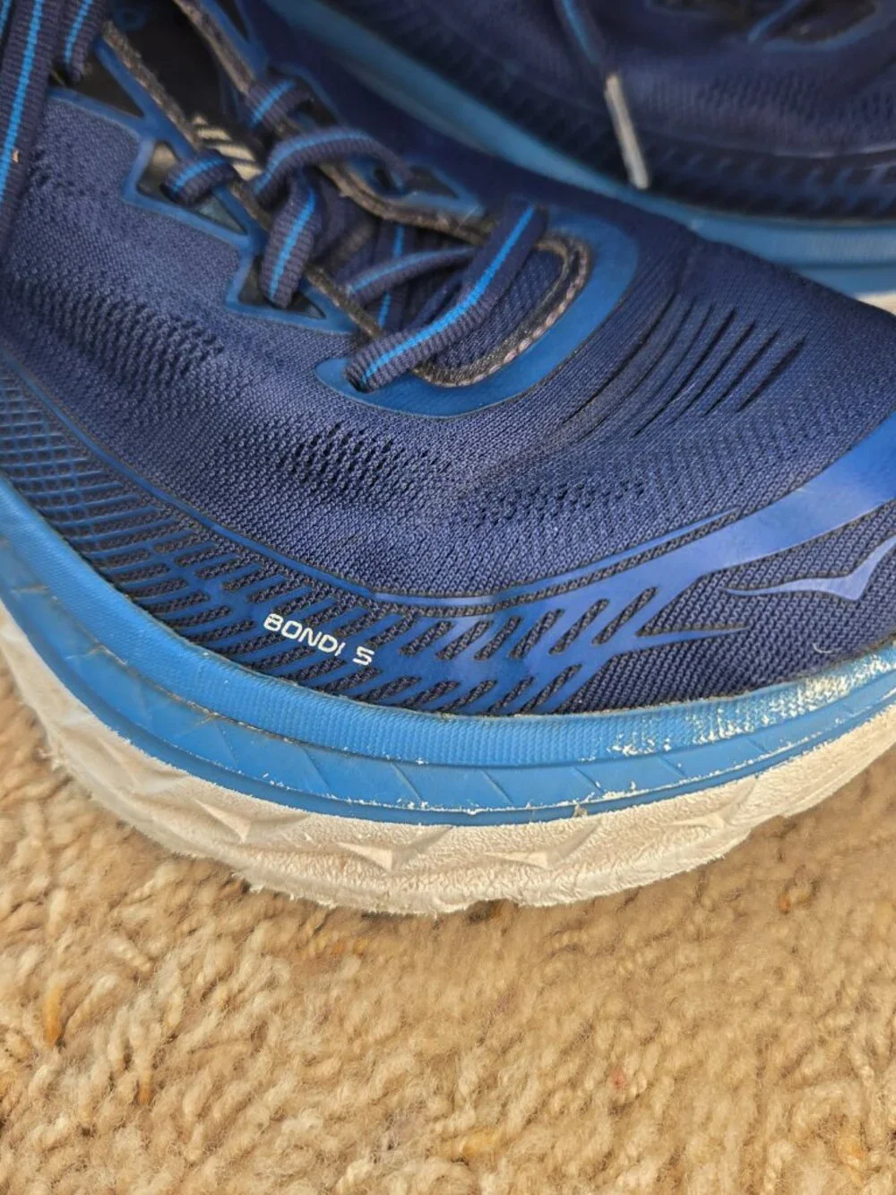 Hoka One One Bondi 5 Blue White Cushioned Running Shoes Men’s US Size 9